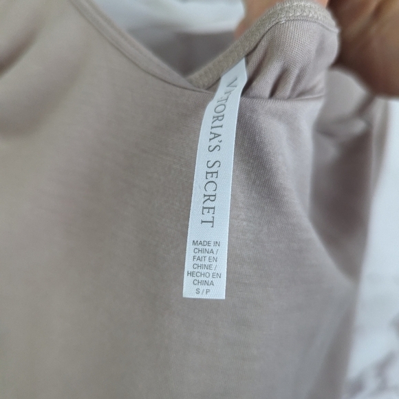 Victoria Secret Tank Top Small Brown Cross Cross Back White Strappy Soft Cut Out - Picture 5 of 11